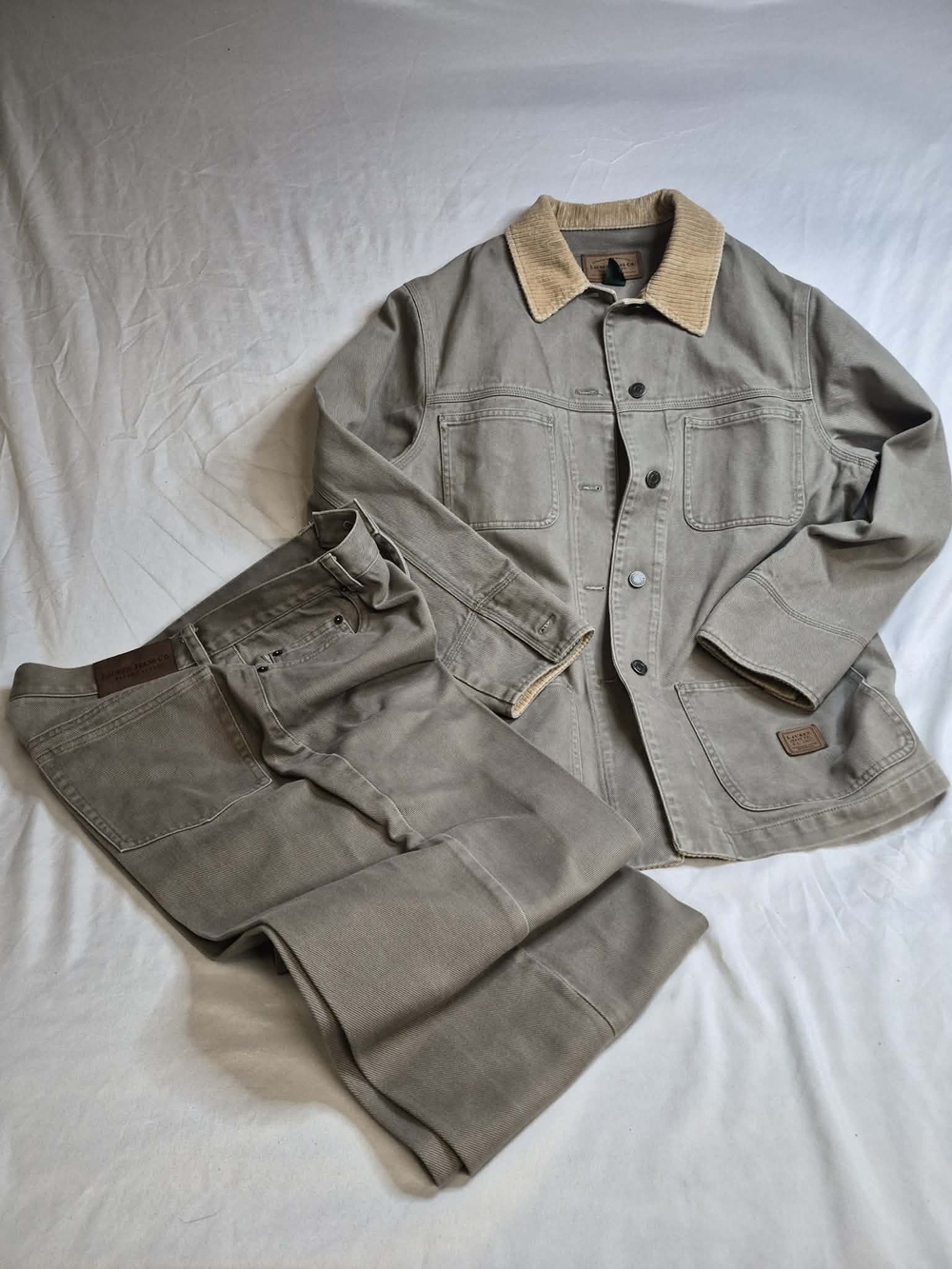Lauren Ralph Lauren Olive Field Jacket with Tan Corduroy Collar And Pants